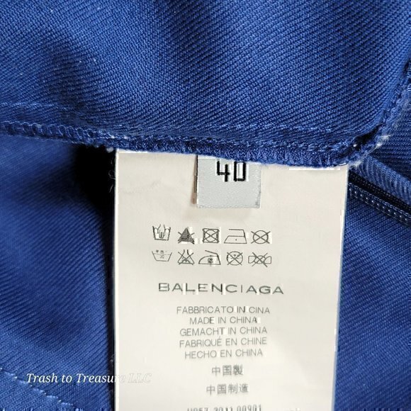 Balenciaga Silk Shift Dress 40 Color Block Blue White - Picture 10 of 12